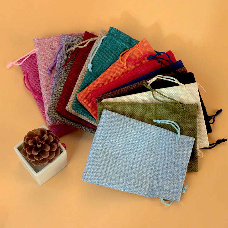 Linen Bag Bulk - 50 pcs Vintage Style handmade color