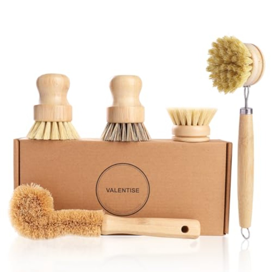 Dish Brush Bamboo - Bamboo Dish Brush Set - 5