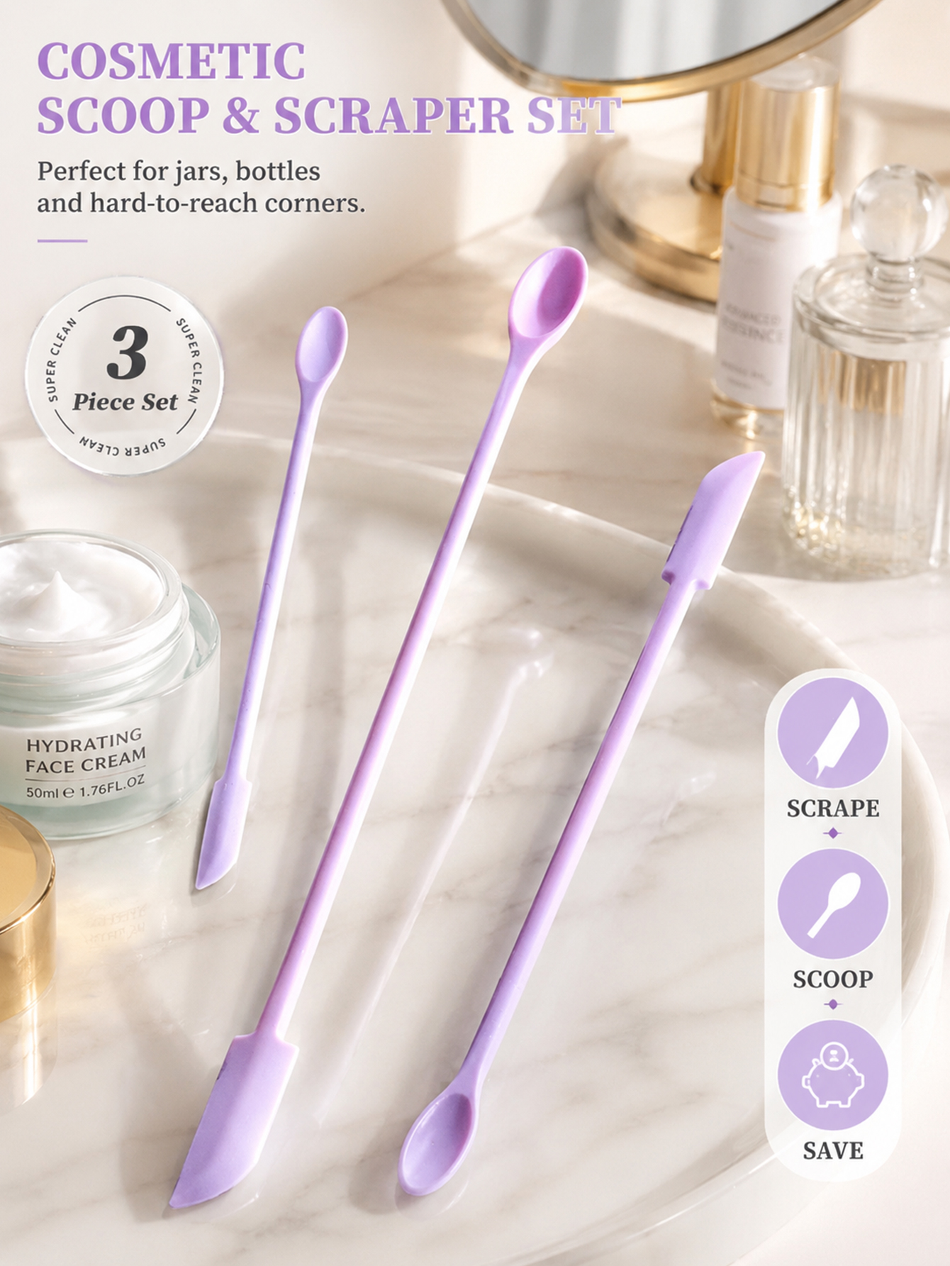 3Pcs Makeup Spatula Set Double - Zero Waste Kit Travel reseña y precio