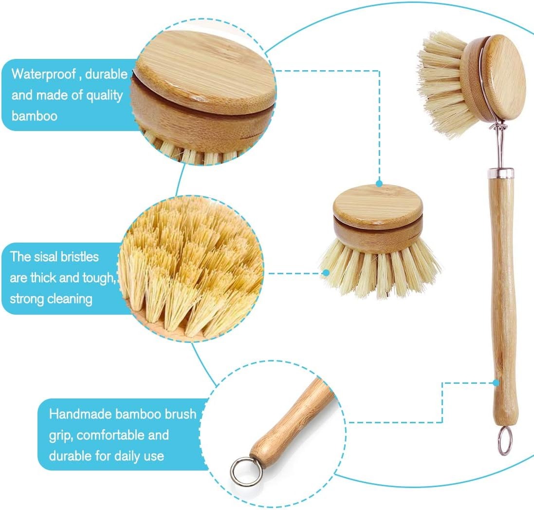Bamboo Dish Scrub Brushes, Kit - Dish Brush Bamboo reseña y precio