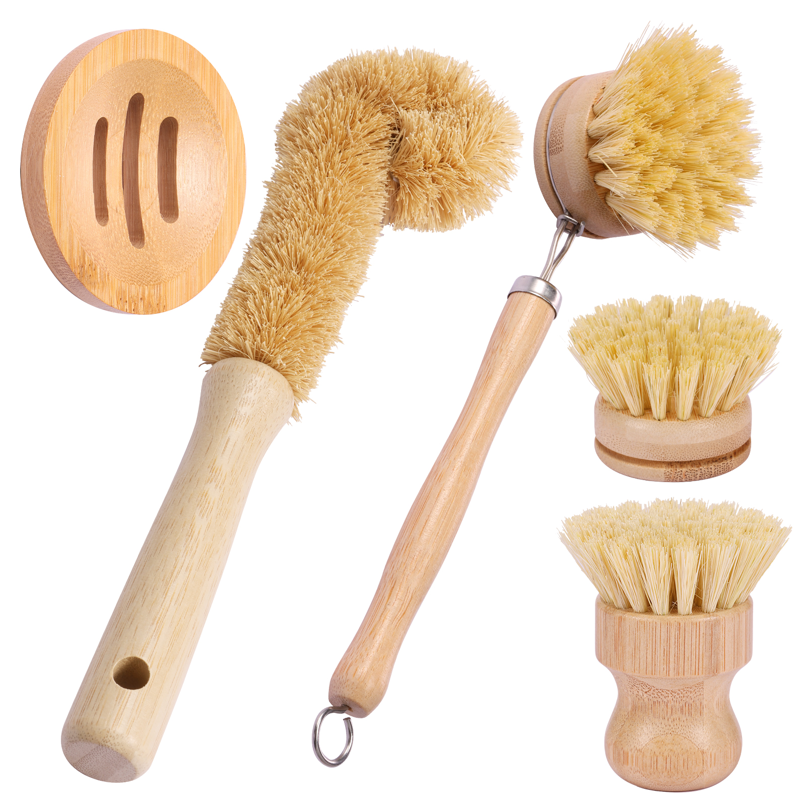 4/5Pcs Bamboo Dish Brush Set P - Dish Brush Bamboo reseña y precio