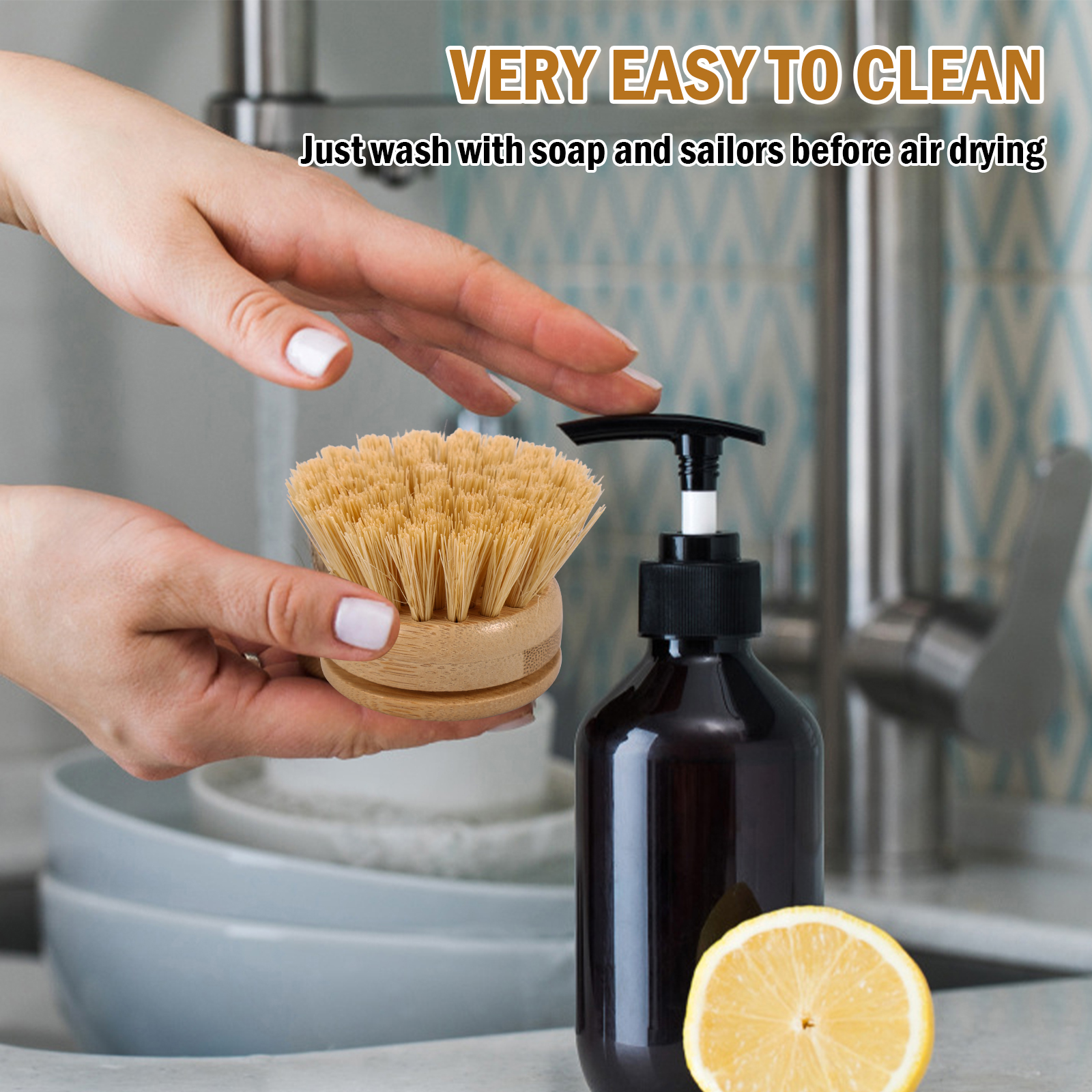 Kitchen Dish Brush Natural Bam - Dish Brush Bamboo reseña y precio