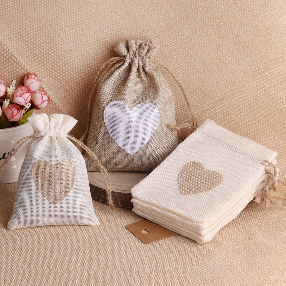 5pcs/lot Heart Linen Jewelry B - Linen Bag Bulk reseña y precio