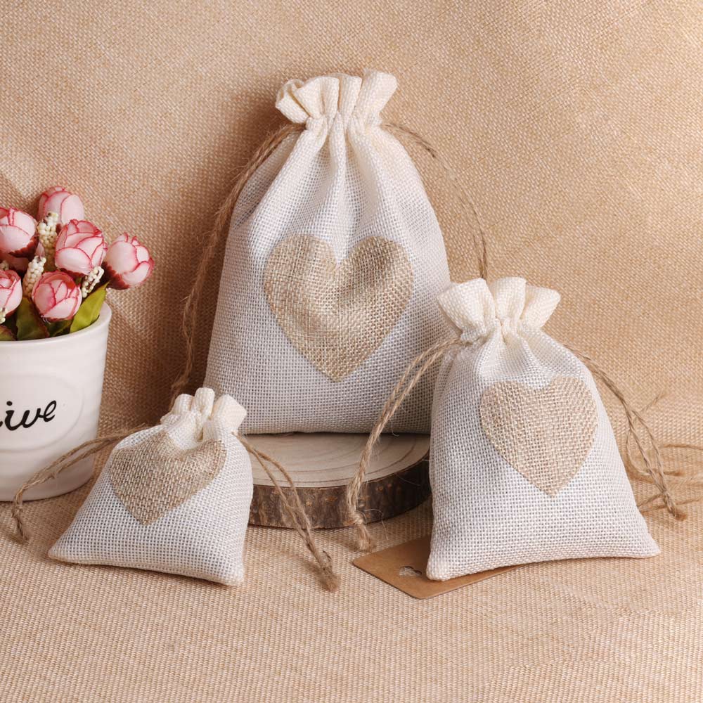 5pcs/lot Heart Linen Jewelry B - Linen Bag Bulk reseña y precio