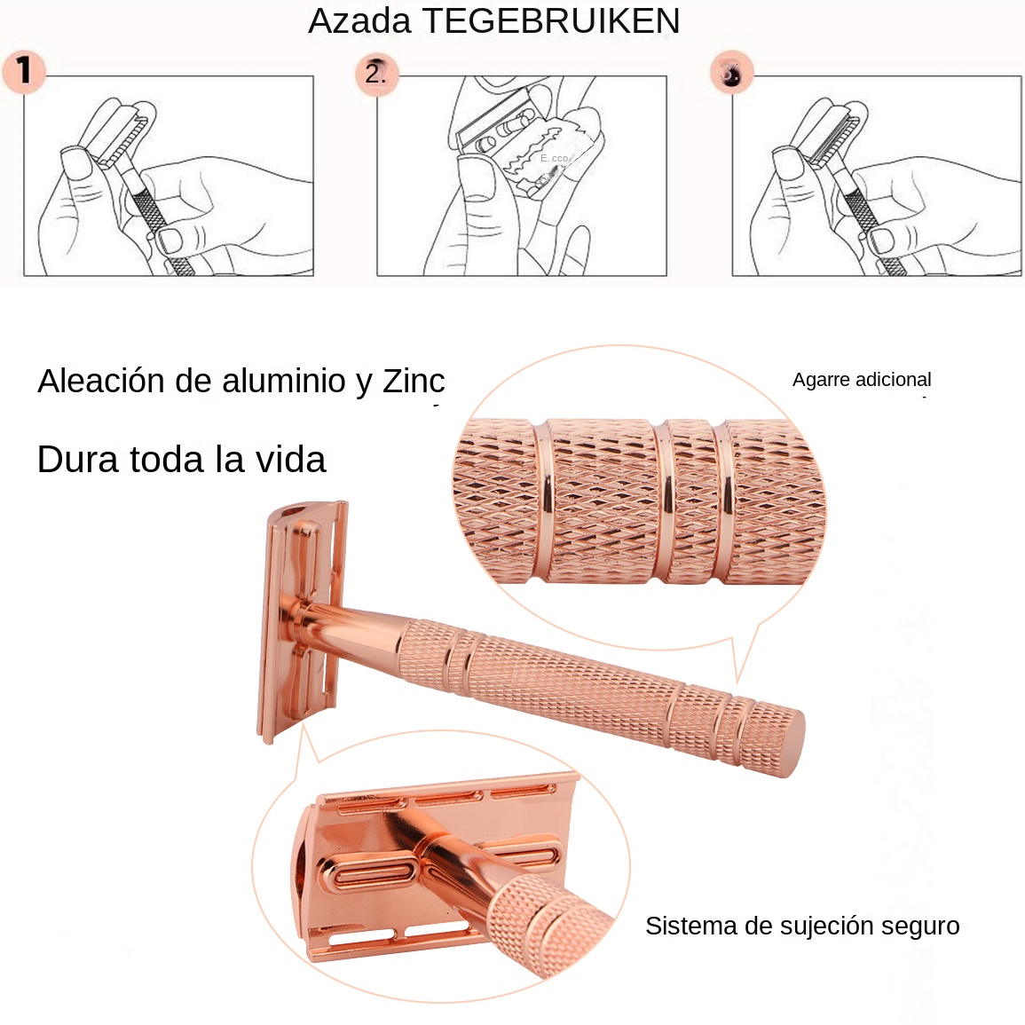 Rose Gold Razor,Classic Double - Safety Razor Handle reseña y precio