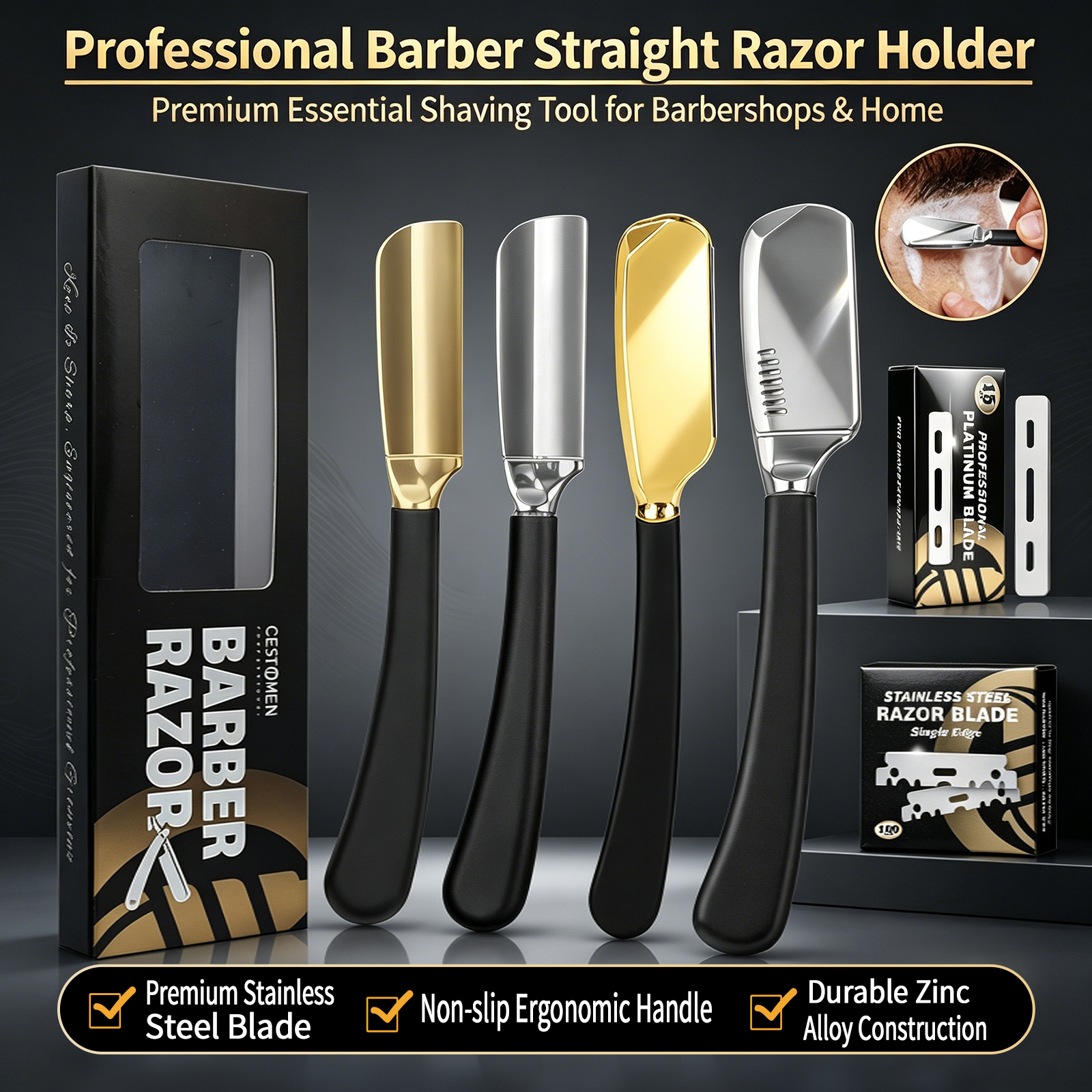 1Pc Pro Baber Beard Straight E - Safety Razor Handle reseña y precio