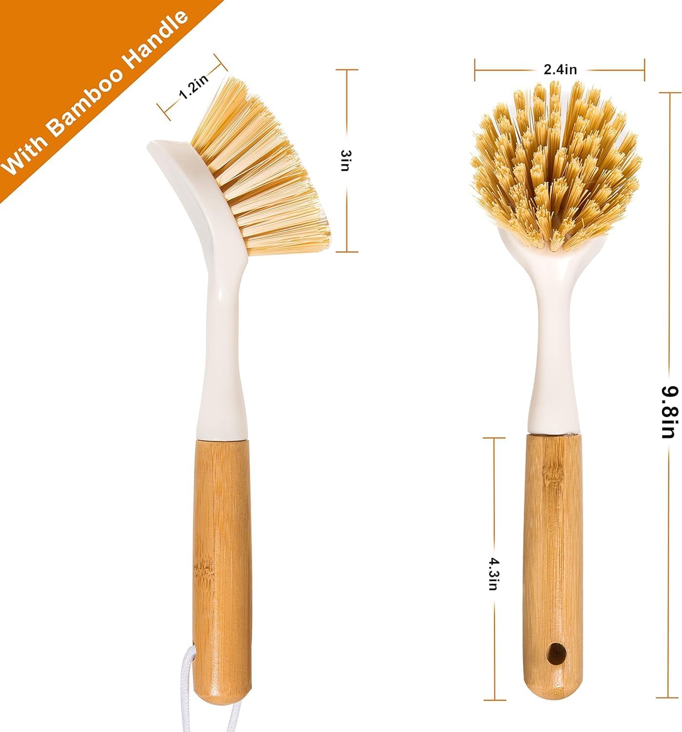 2 Pack Kitchen Dish Brushes wi - Dish Brush Bamboo reseña y precio