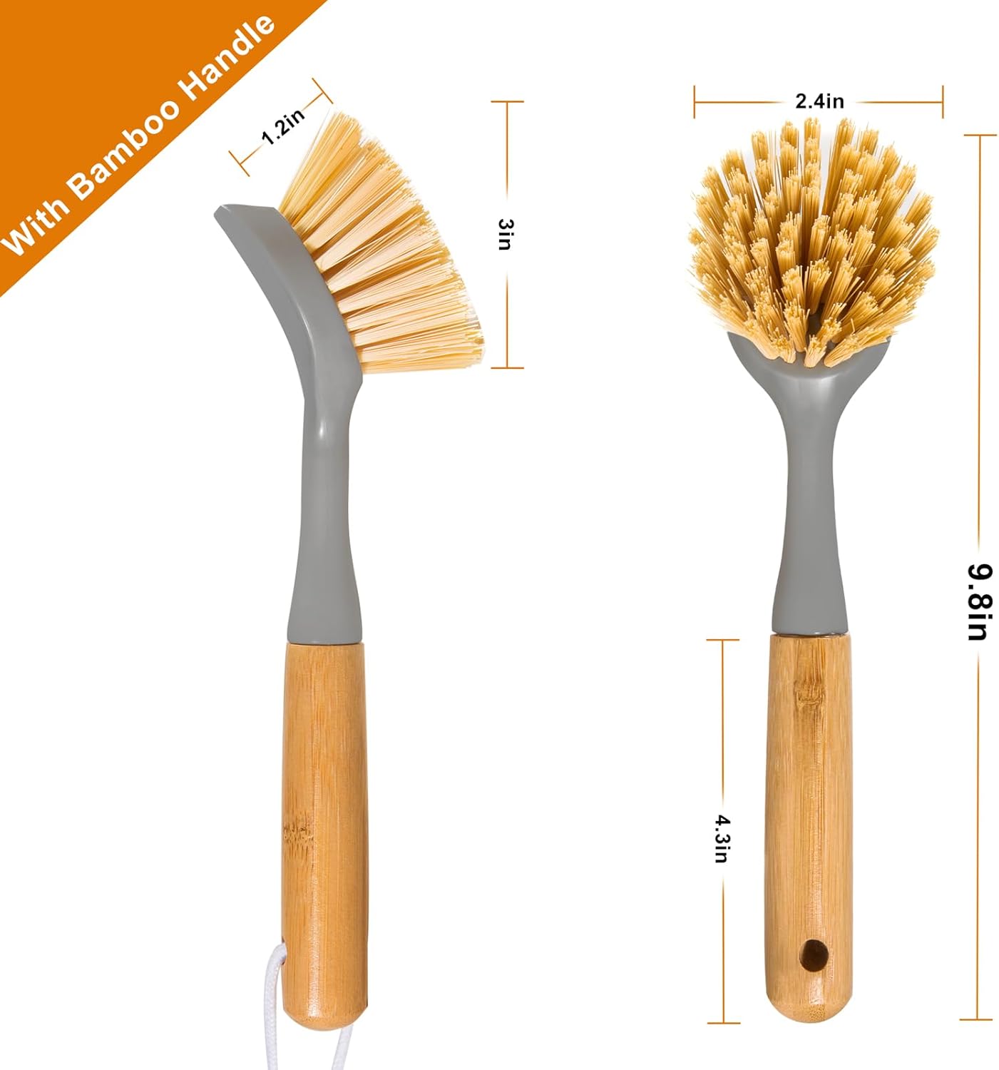 2 Pack Kitchen Dish Brushes wi - Dish Brush Bamboo reseña y precio