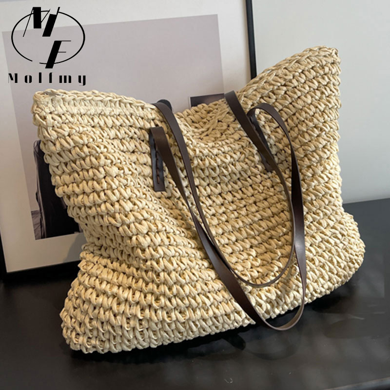 Straw Woven Tote Bags Casual L - Linen Bag Bulk reseña y precio
