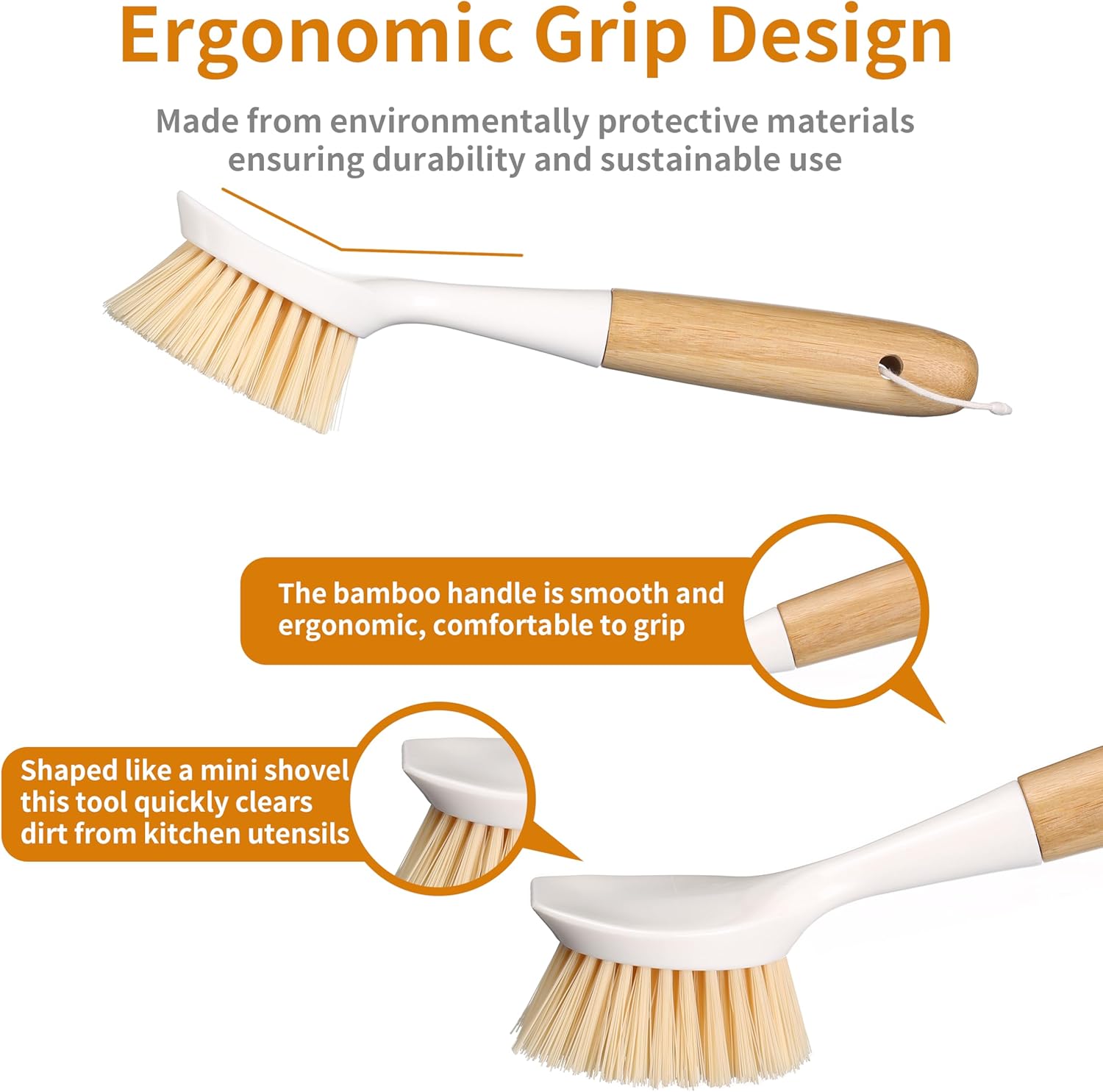 2 Pack Kitchen Dish Brush with - Dish Brush Bamboo reseña y precio