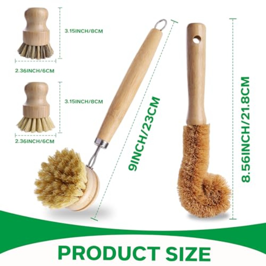 Bamboo Dish Brush Set - 5 Pack - Dish Brush Bamboo reseña y precio