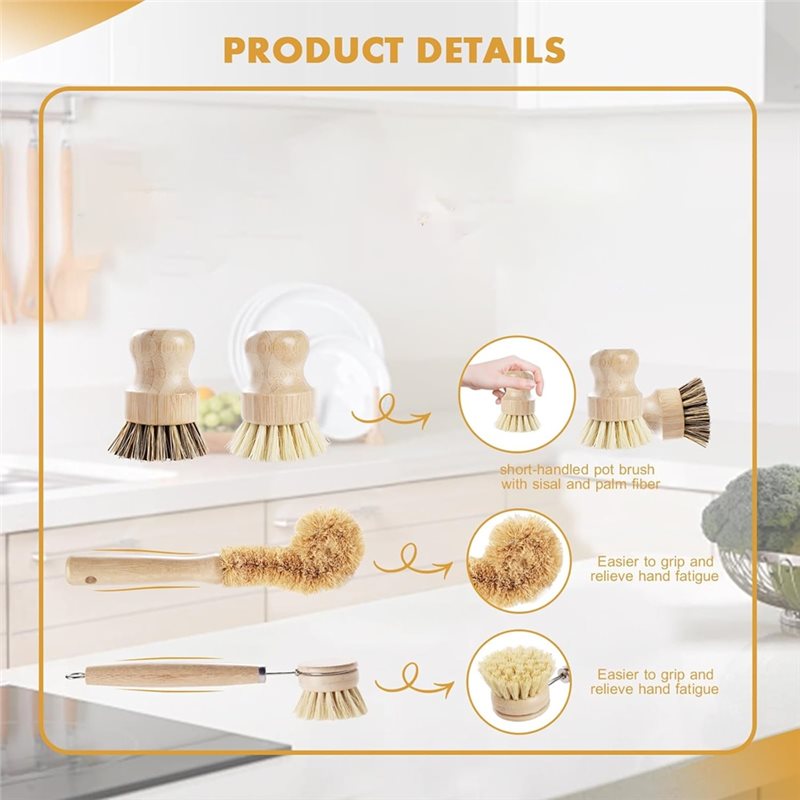 ABNL Ergonomic Wooden Handles  - Dish Brush Bamboo reseña y precio