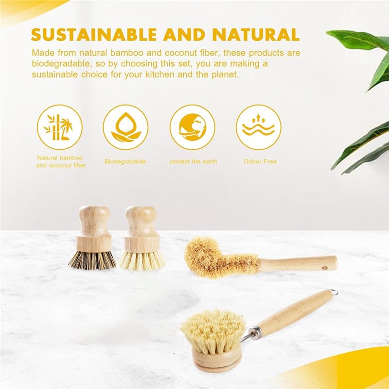ABNL Ergonomic Wooden Handles  - Dish Brush Bamboo reseña y precio