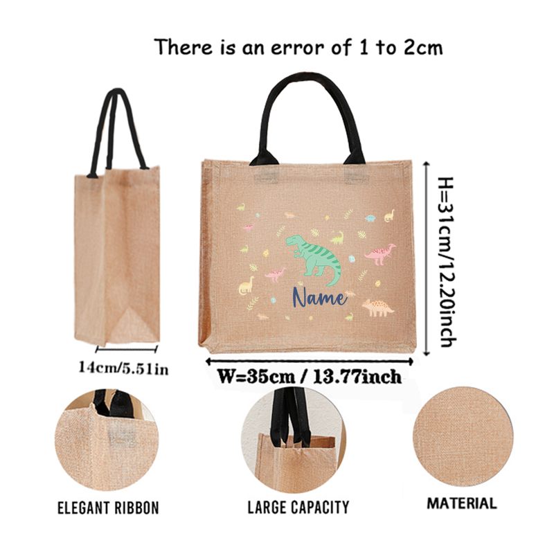 Customizable Name Pastel Dinos - Linen Bag Bulk reseña y precio