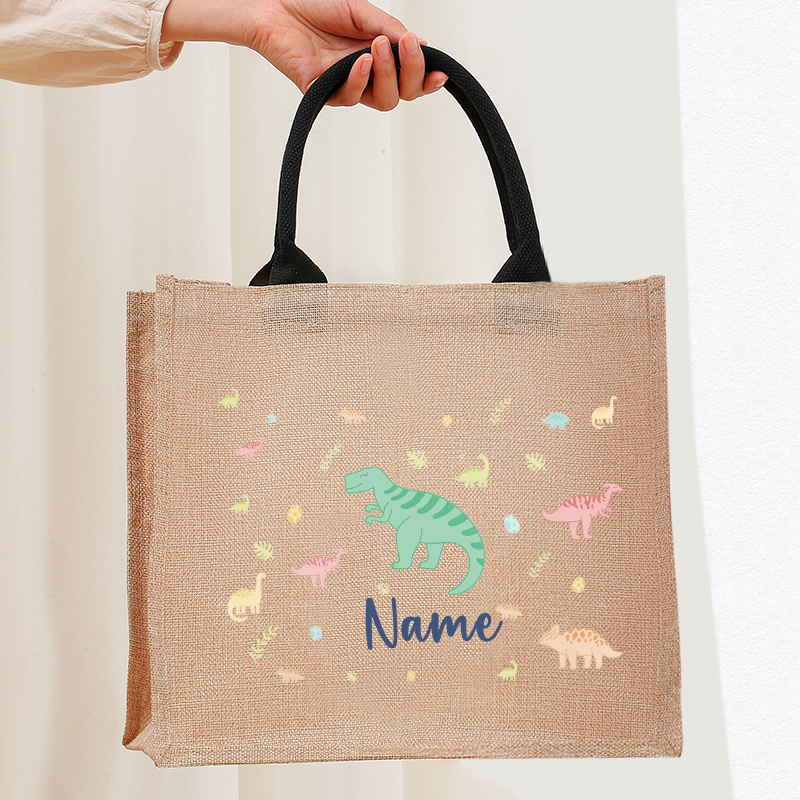 Customizable Name Pastel Dinos - Linen Bag Bulk reseña y precio