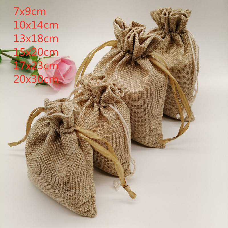 10-1000pcs/lot Jute Linen Bags - Linen Bag Bulk reseña y precio