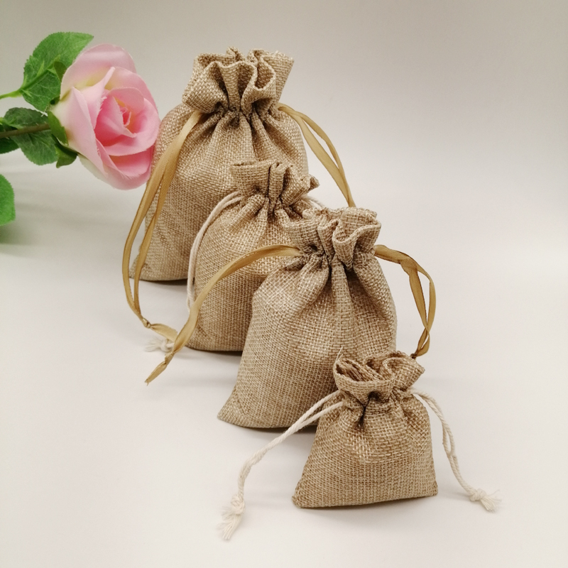 10-1000pcs/lot Jute Linen Bags - Linen Bag Bulk reseña y precio