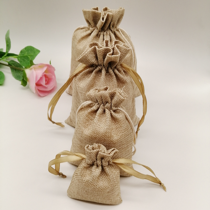 10-1000pcs/lot Jute Linen Bags - Linen Bag Bulk reseña y precio