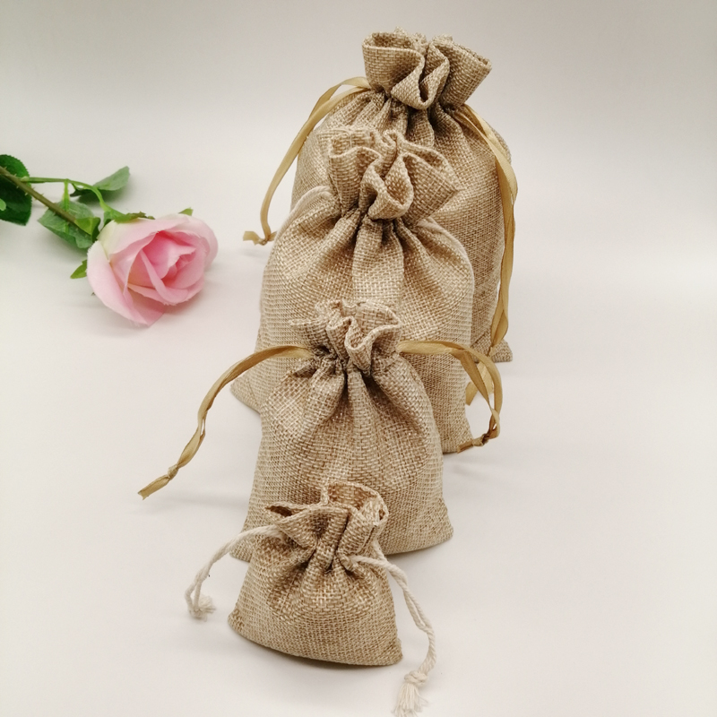 10-1000pcs/lot Jute Linen Bags - Linen Bag Bulk reseña y precio