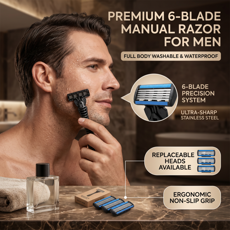 6-layer Blades Replacement Sha - Safety Razor Handle reseña y precio