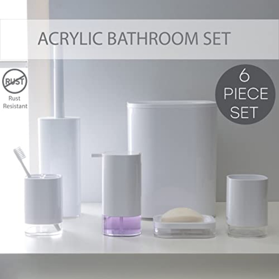 6 Pcs Acrylic Bathroom Set Toi - Dish Brush Bamboo reseña y precio