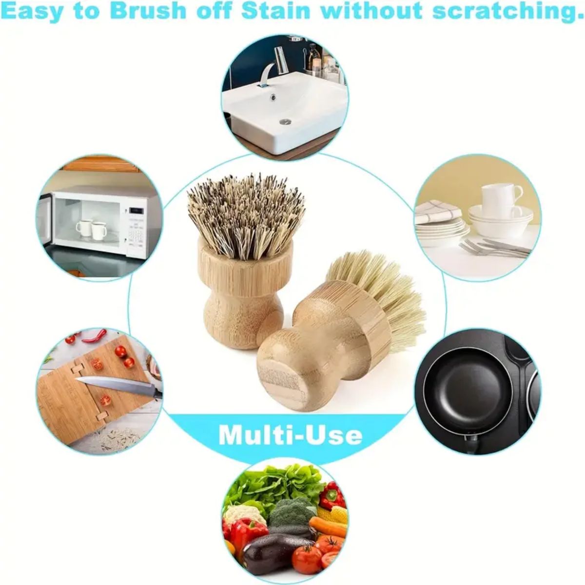 1/2/3pcs Multi-Functional Kitc - Dish Brush Bamboo reseña y precio